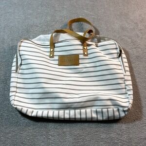 Cozy Earth Striped Tote Bag White Gray Travel Carry On‎ Handbag